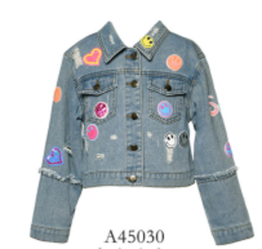 Vintage Jean Jacket w/ Sequin Patches