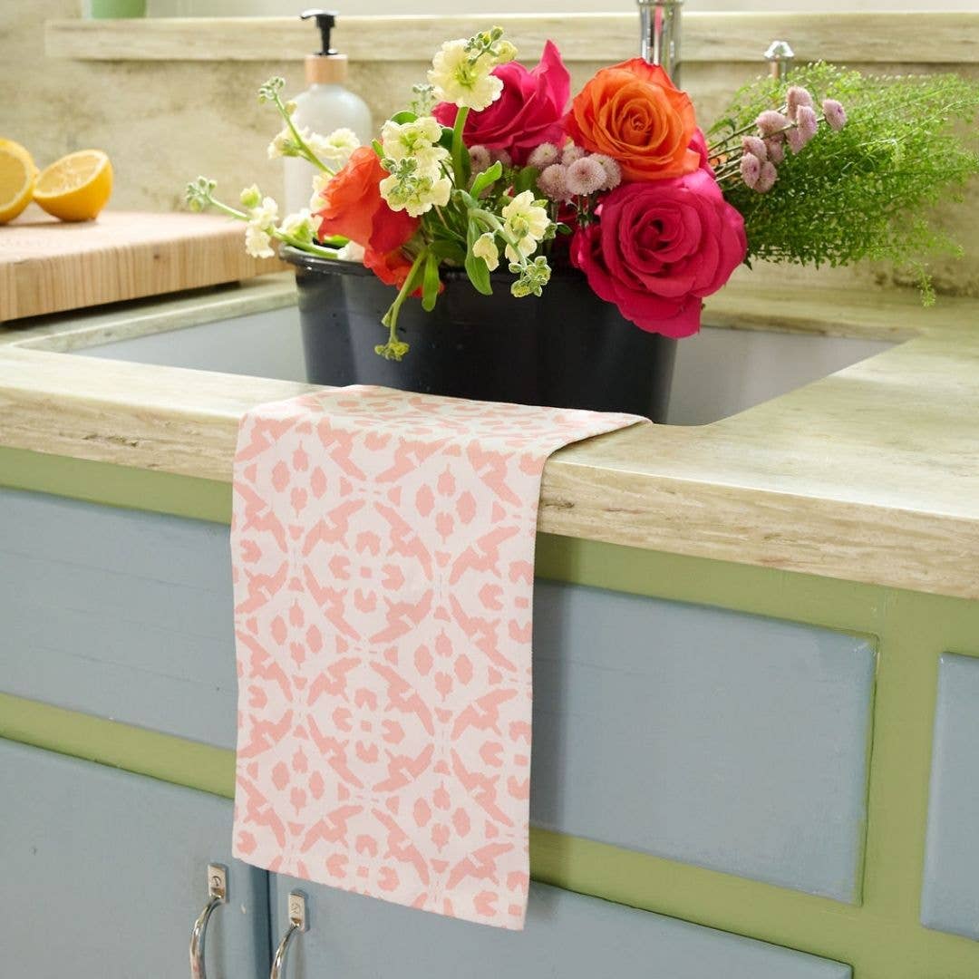 Porto Tiles Blush Tea Towel - Thumbnail 3