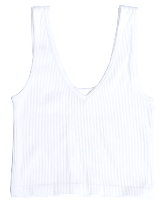 Ribbed Seamless Brami Tank - White
