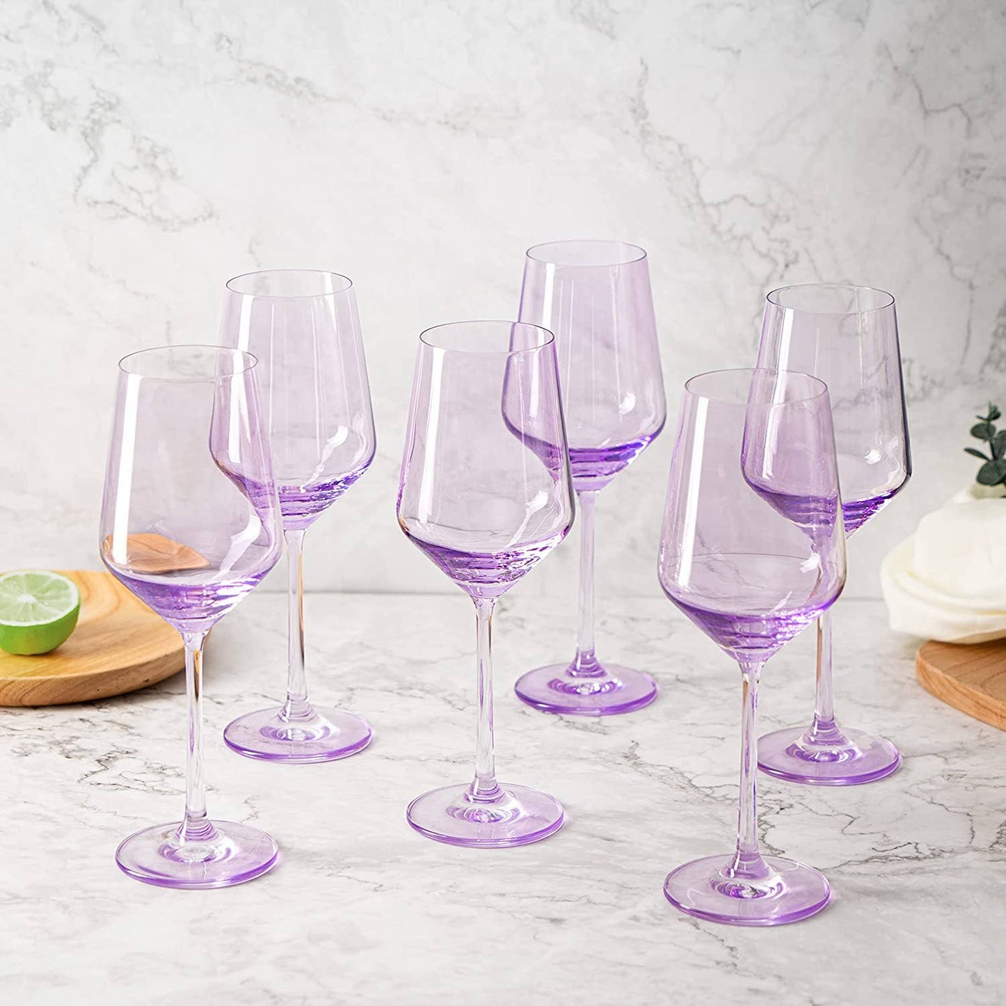 Lavender Colored Wine Glass - 12 oz Hand Blown