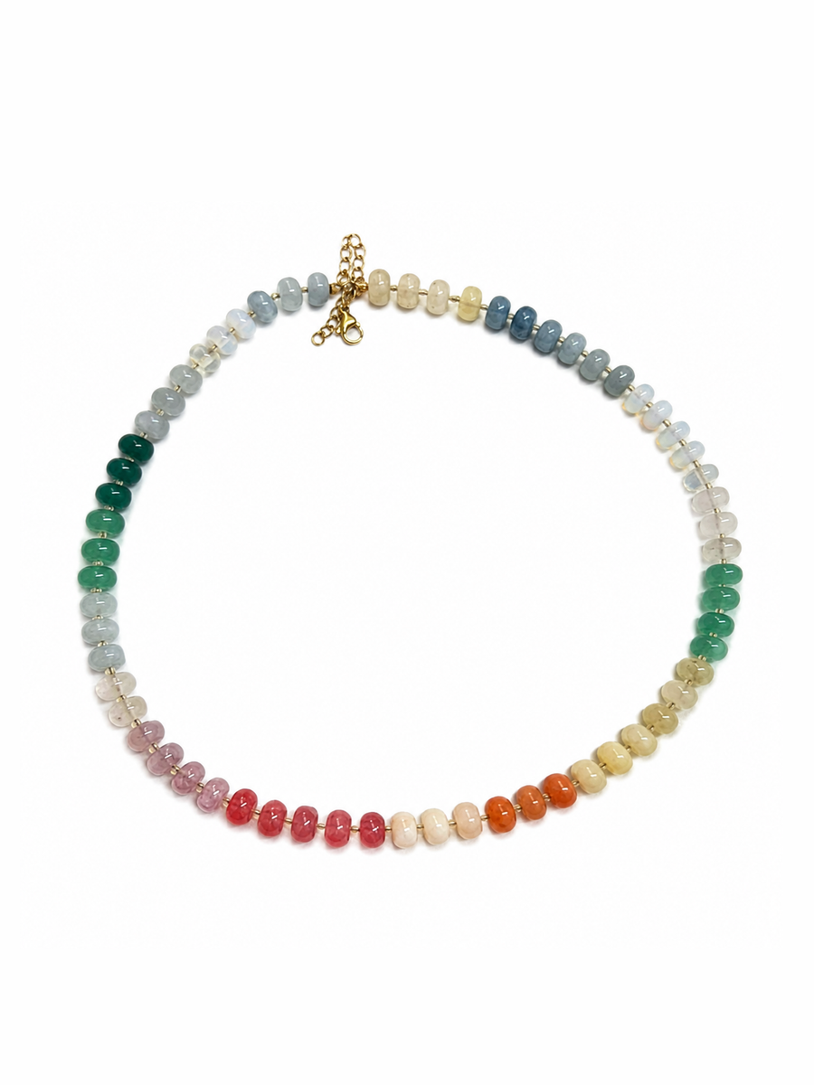 Rainbow Glass Beaded Necklace
