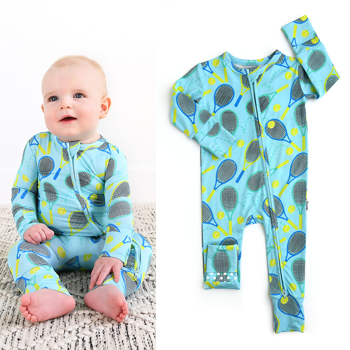 Roger Blue Tennis Zip Bamboo Sleepies Little Sports Outfit