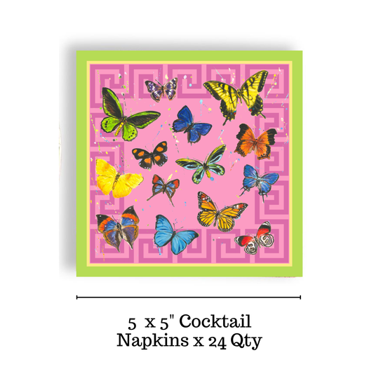 Butterfly Greek Key 24ct Cocktail Napkin Separates (3ply)