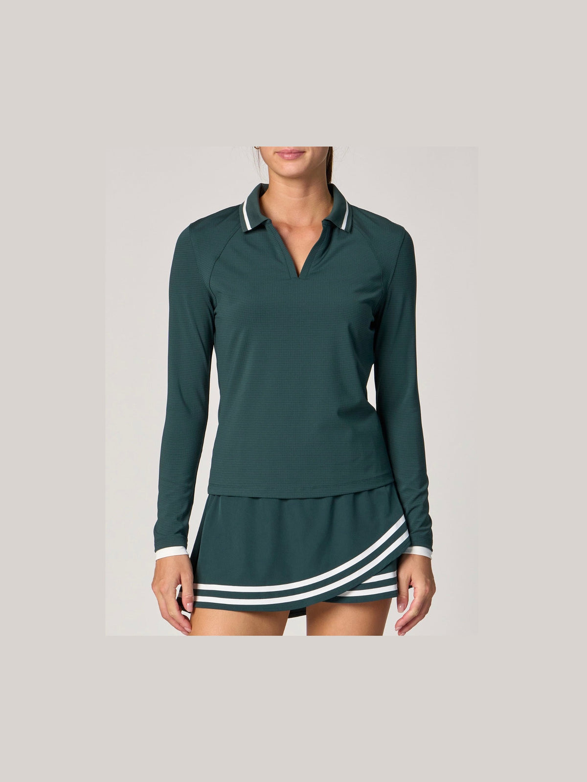 Long Sleeve Polo Top - Green Gables