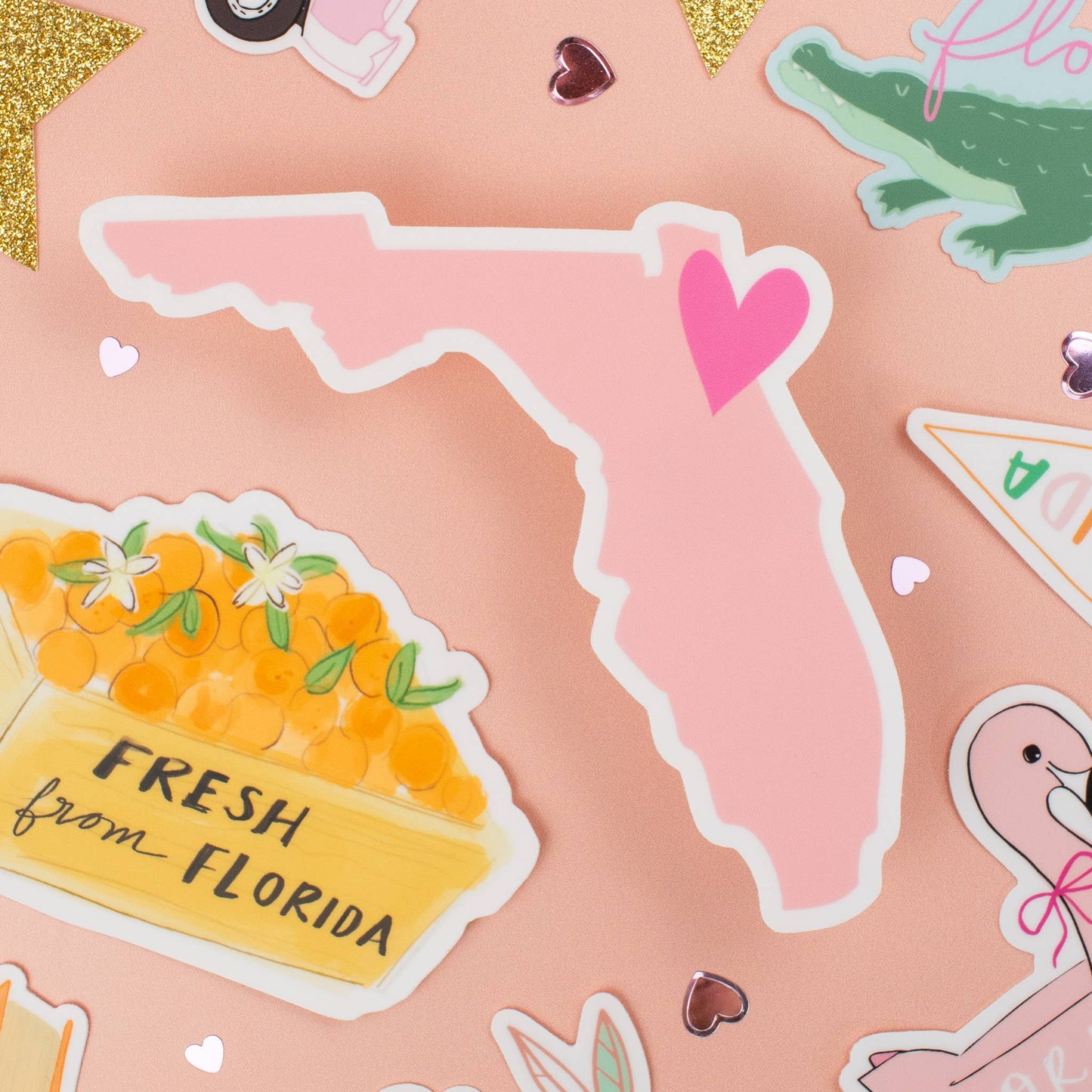 Pink Florida Heart Sticker