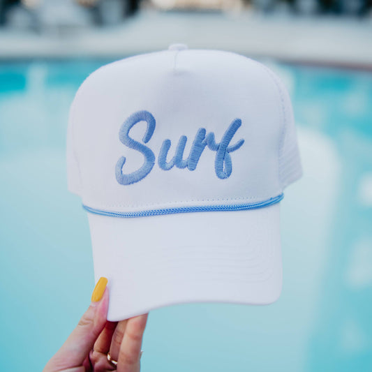 Surf Cursive Trucker Cap with Rope