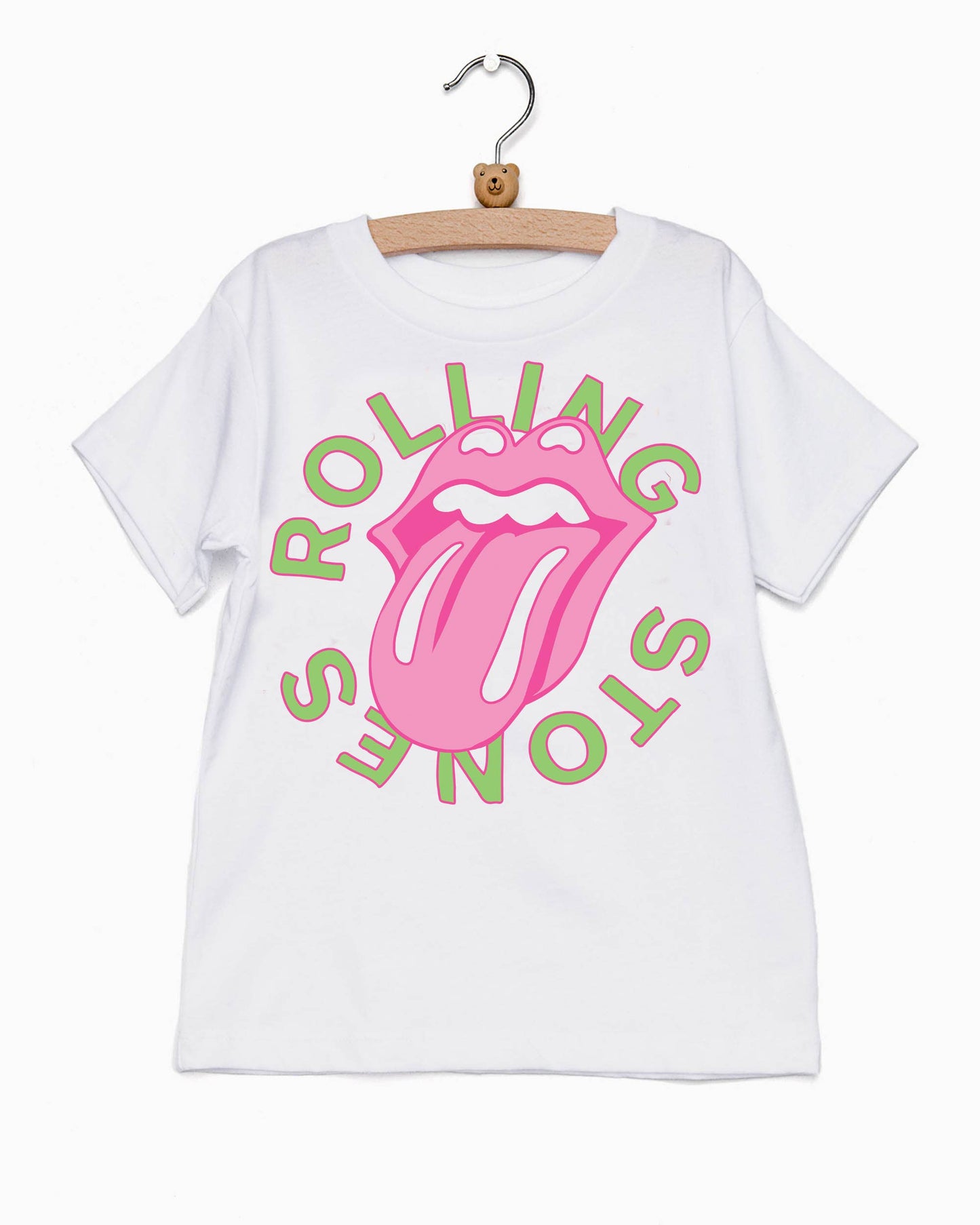 Rolling Stones Neon Puff Classic Lick White Tee