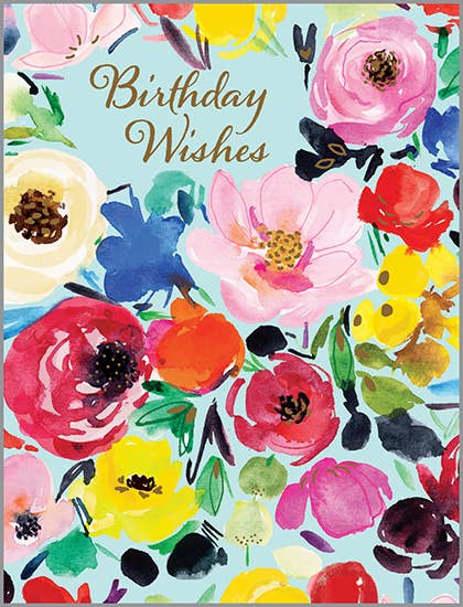 With Scripture Birthday Greeting Card - Blooms on Blue