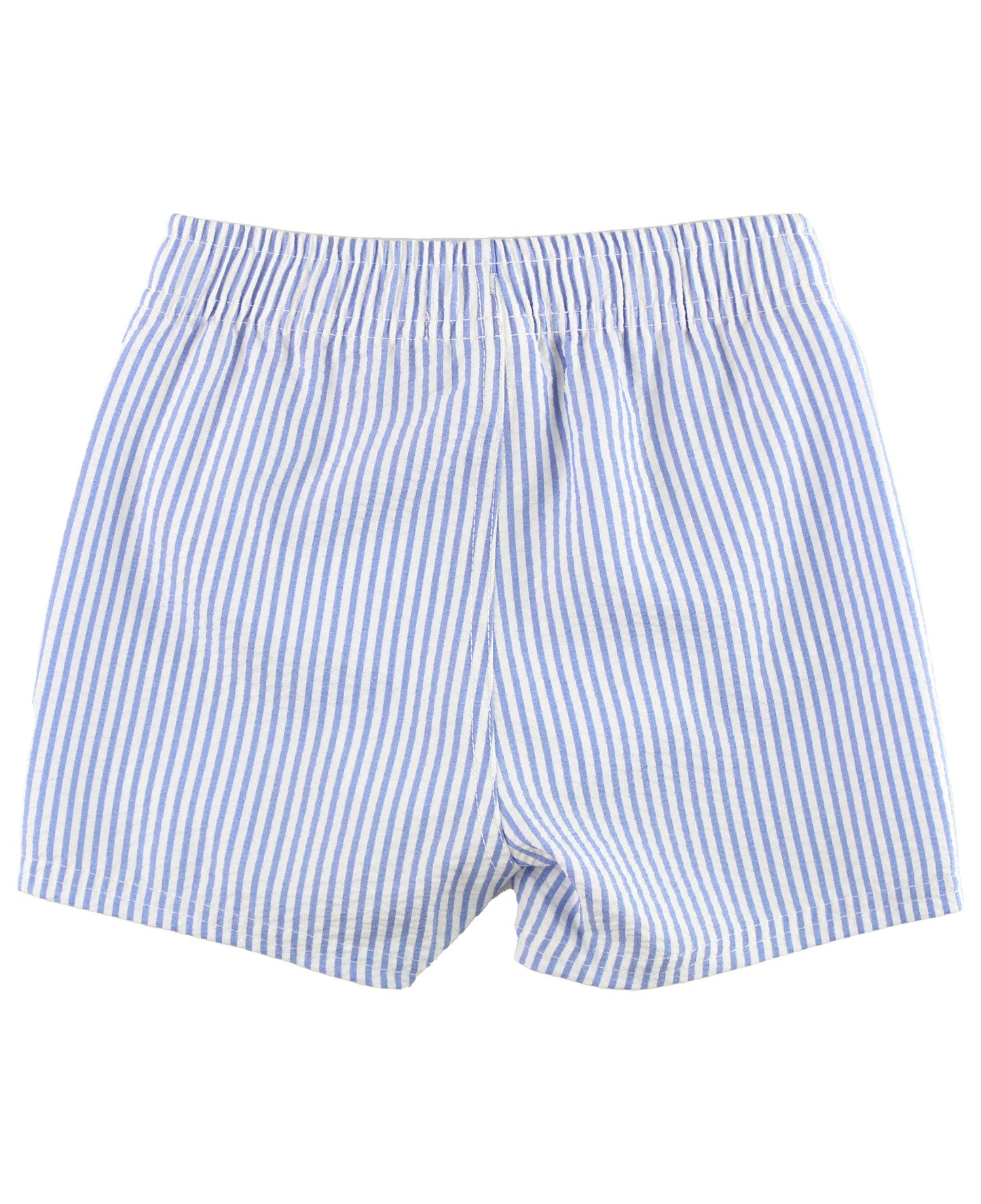 Boys Periwinkle Blue Seersucker Swim Trunks