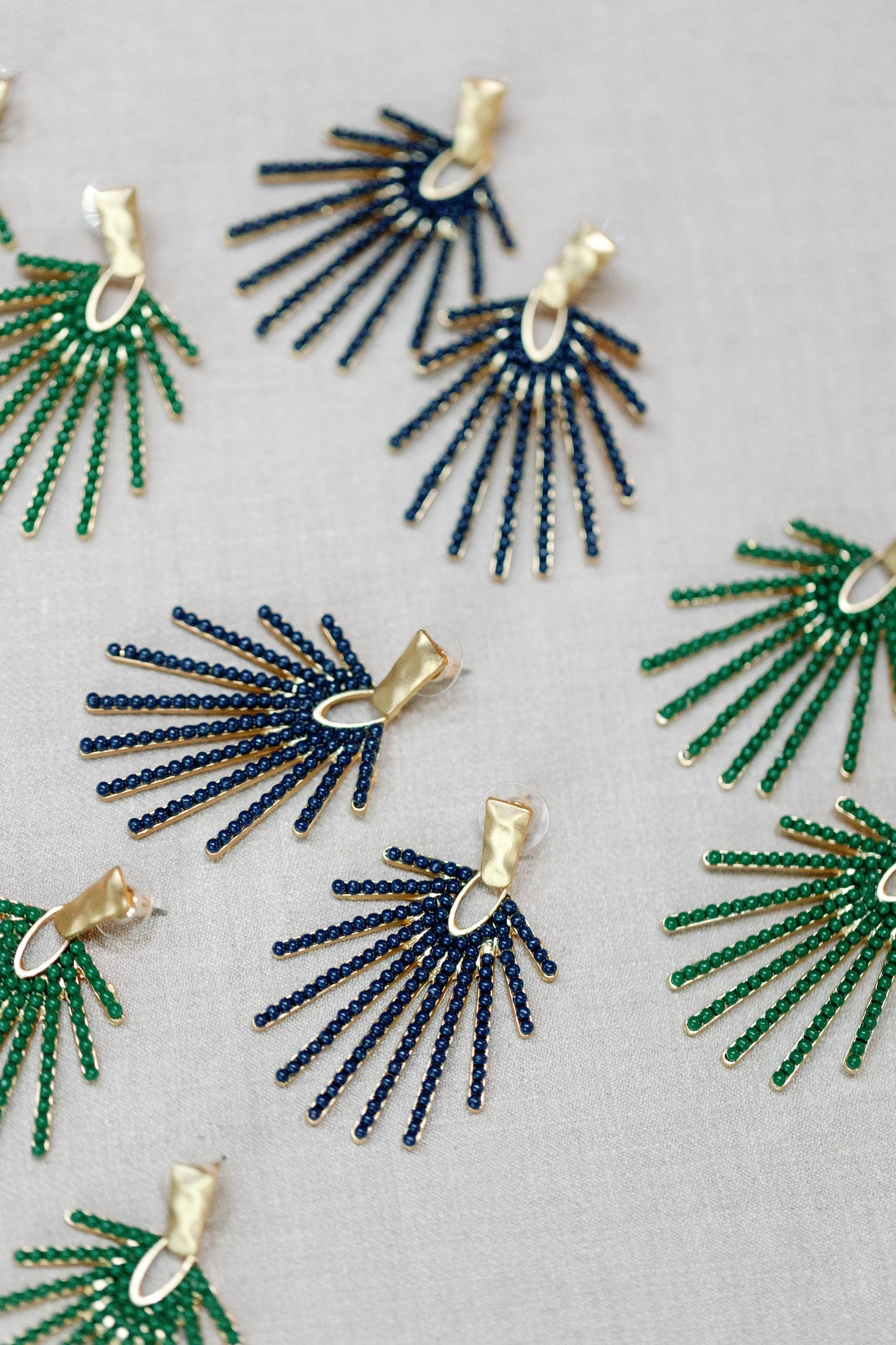 Navy Sunburst Statement Drop Earrings