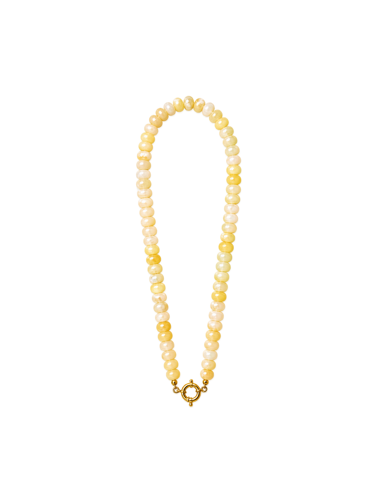 Light Yellow Sailor Clasp Glass Beaded Necklace