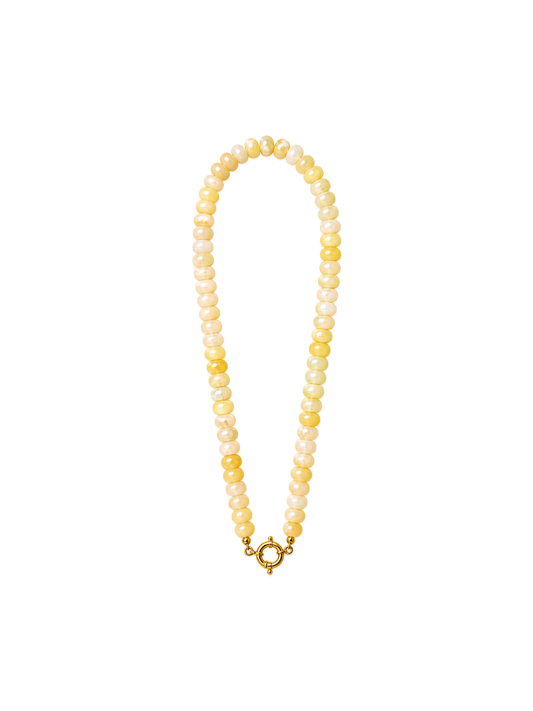 Light Yellow Sailor Clasp Glass Beaded Necklace