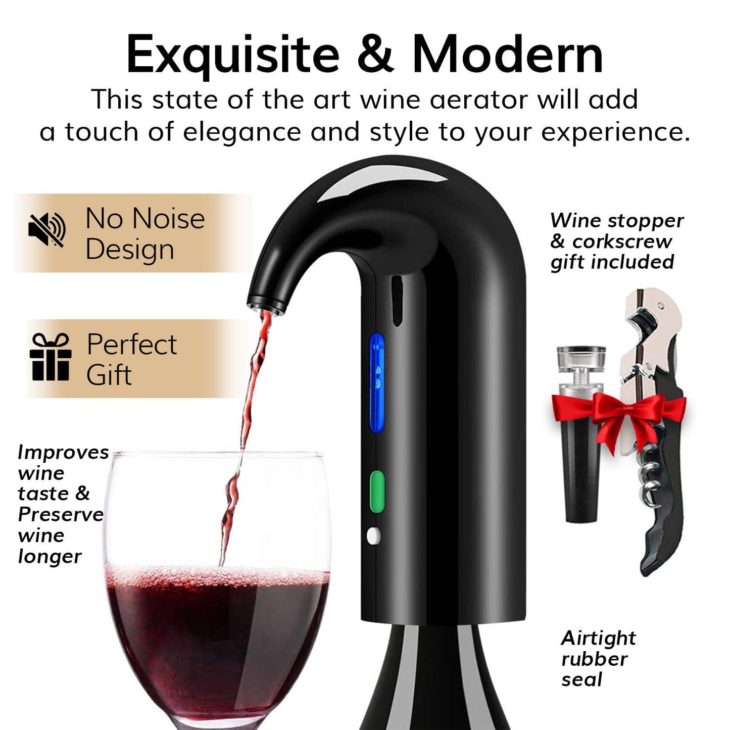 Electric Wine Aerator Dispenser - Portable Wine Accessory