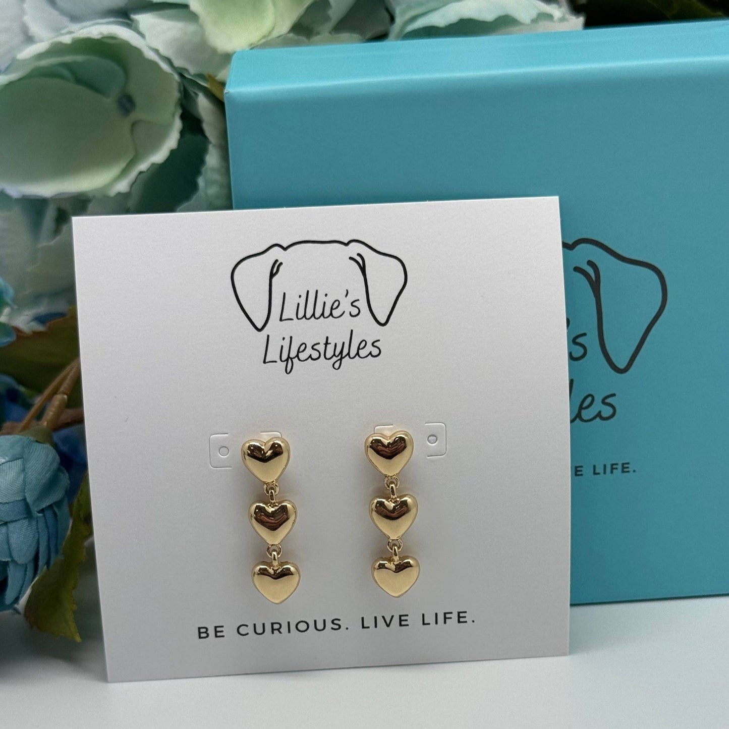 Heart drop earrings