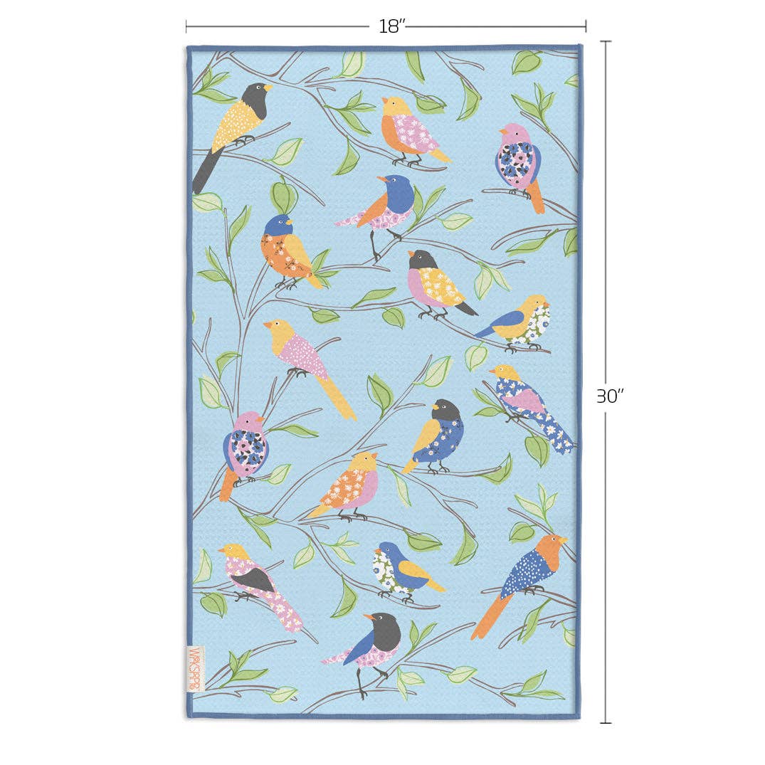 Floral Finch & Friends Microfiber Kitchen Towel