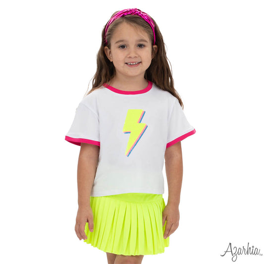 Yellow Sequin Bolt on Pink Ringer