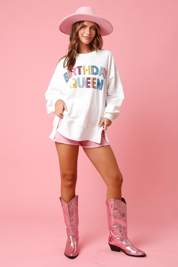 Multicolor Birthday Queen Sweatshirt