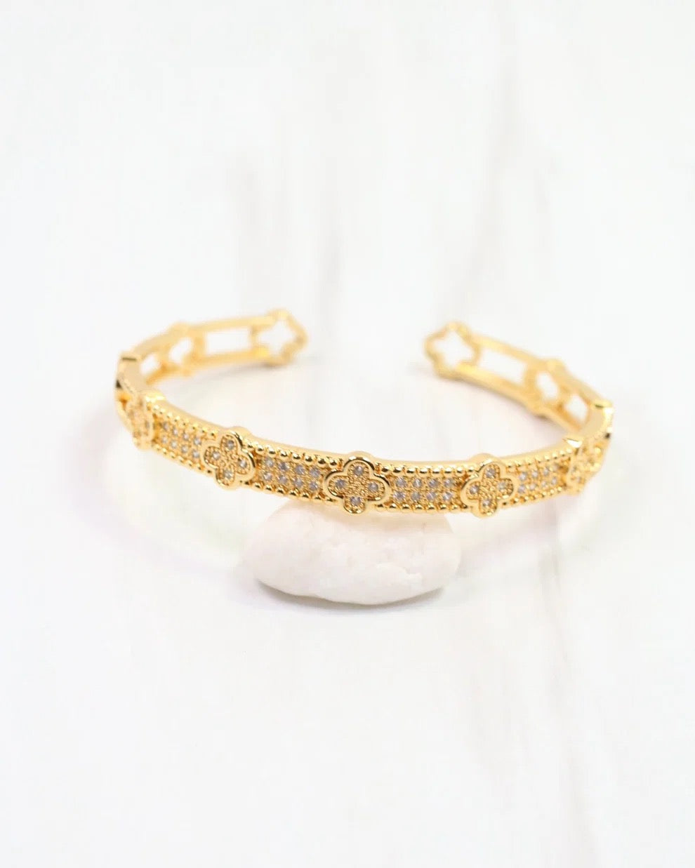 Grettel CZ Clover Cuff Bracelet