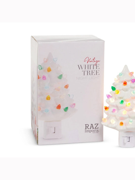 Vintage Christmas Tree Night Light - White