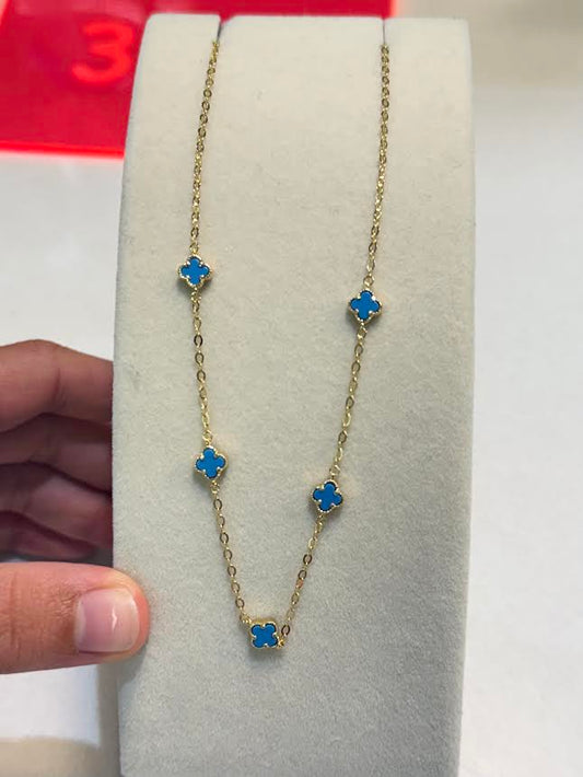 Turquoise Flower Gold Necklace