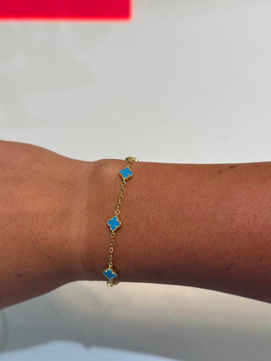 Turquoise Flower Gold Bracelet