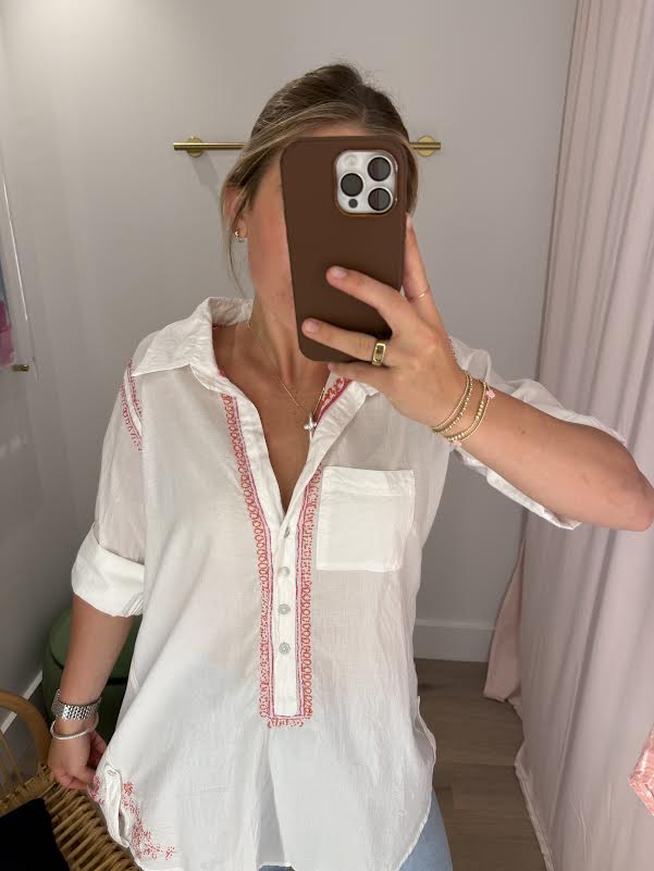 Embroidered Boyfriend Shirt