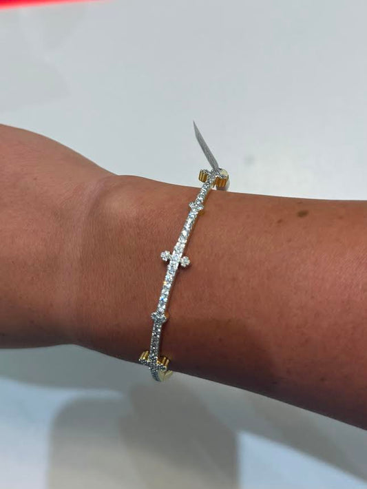 CZ & Pave Hinged Cross Bracelet