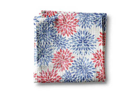 4th July Patriotic Red White Blue Flag Kitchen Towel Waffle