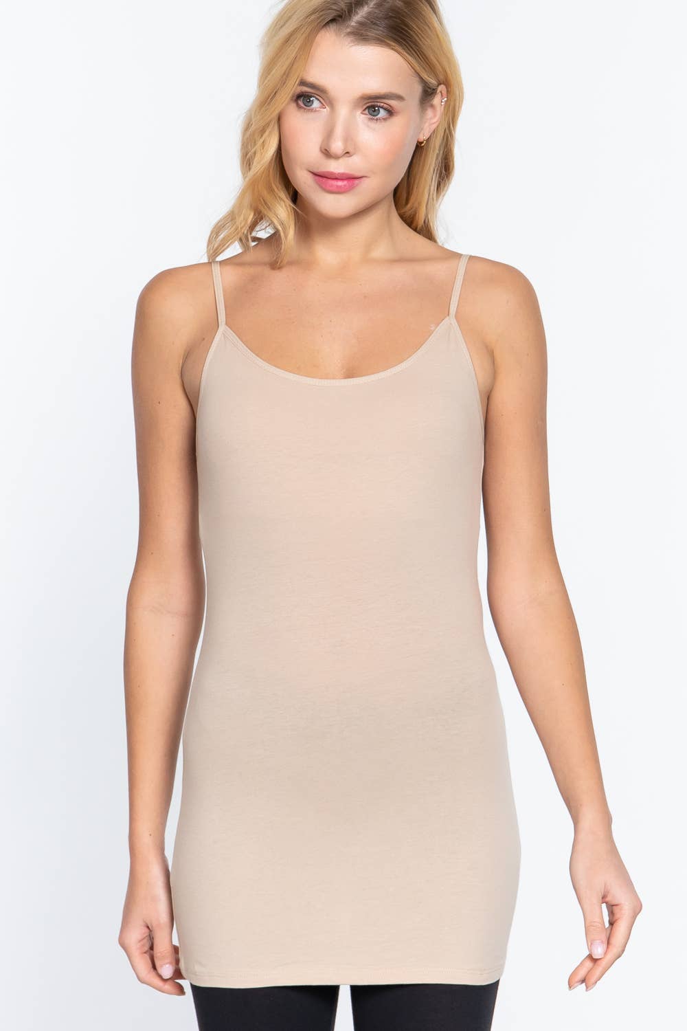 Basic Adjustable Spaghetti Strap Tunic Cami