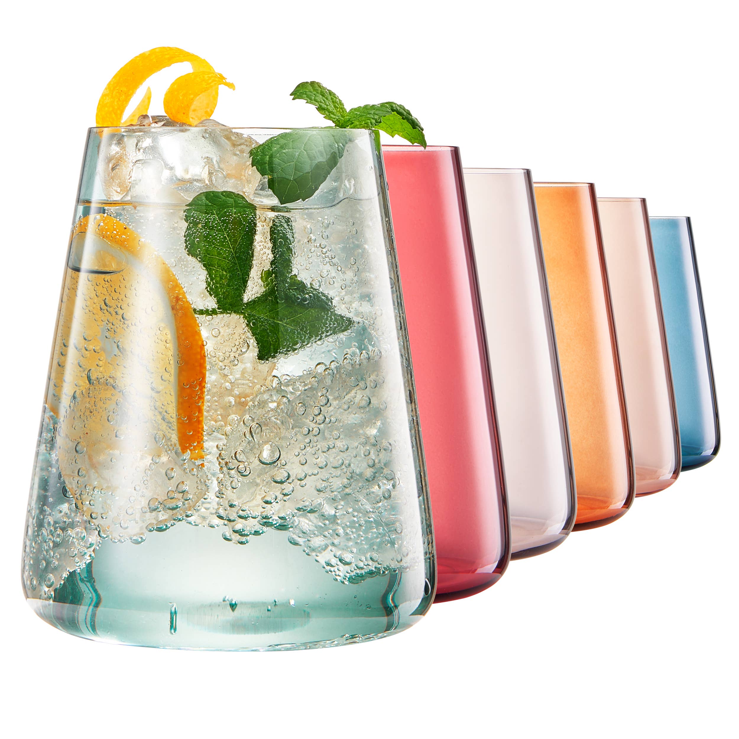 Stemless German Design Colored Wine Glass - Set of 6 - Thumbnail 3