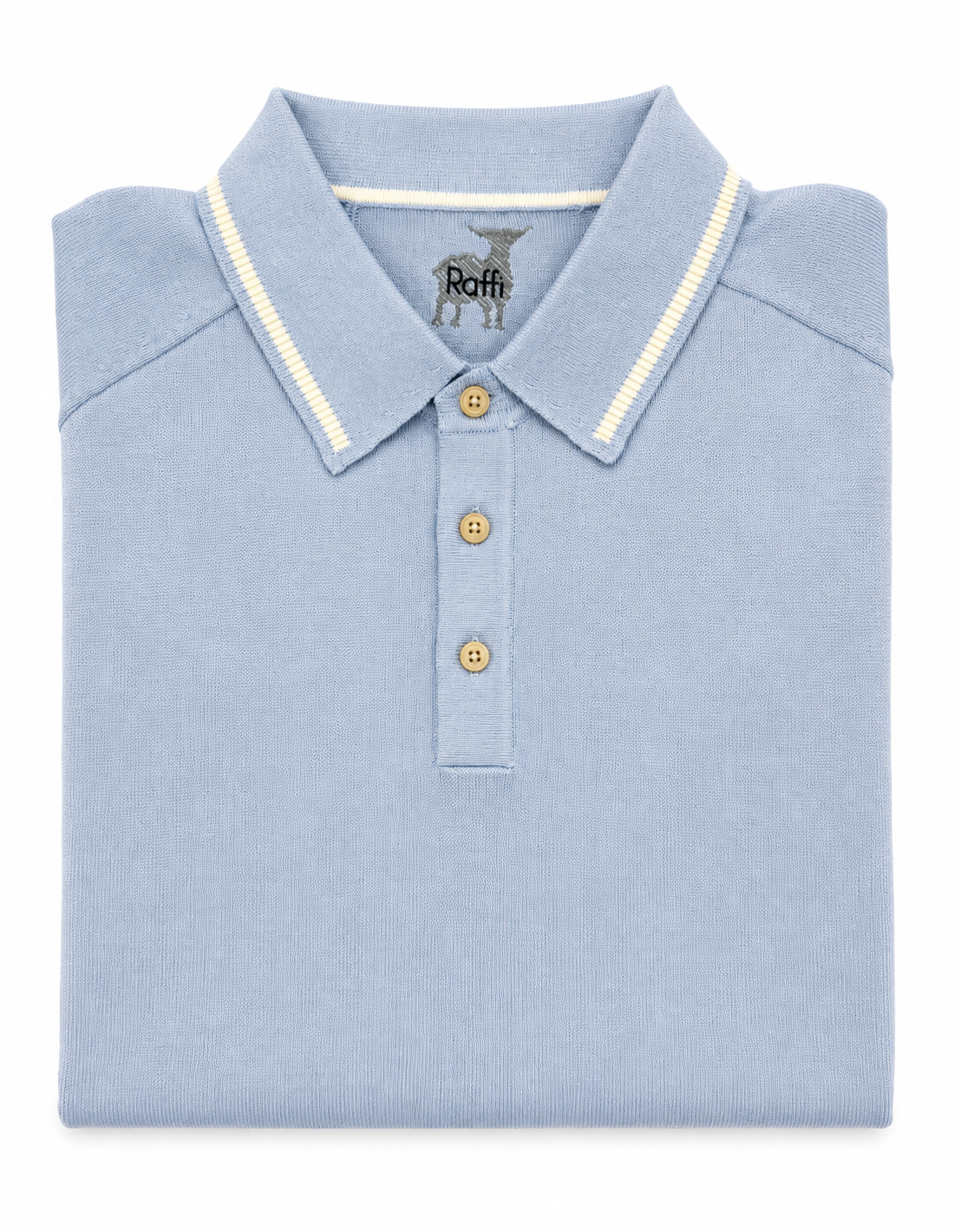 Sky Blue Trim Collar Polo Sweater