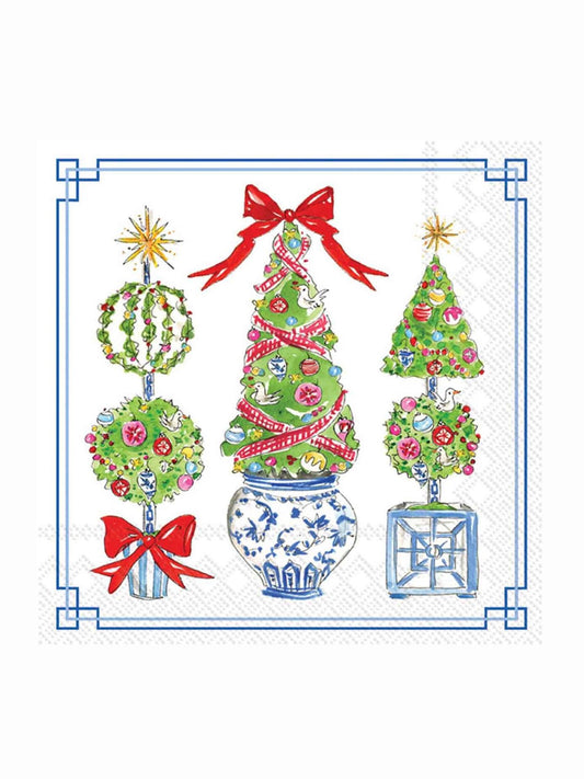 Paper Cocktail Napkins 20 Ct Bright Topiary Trees