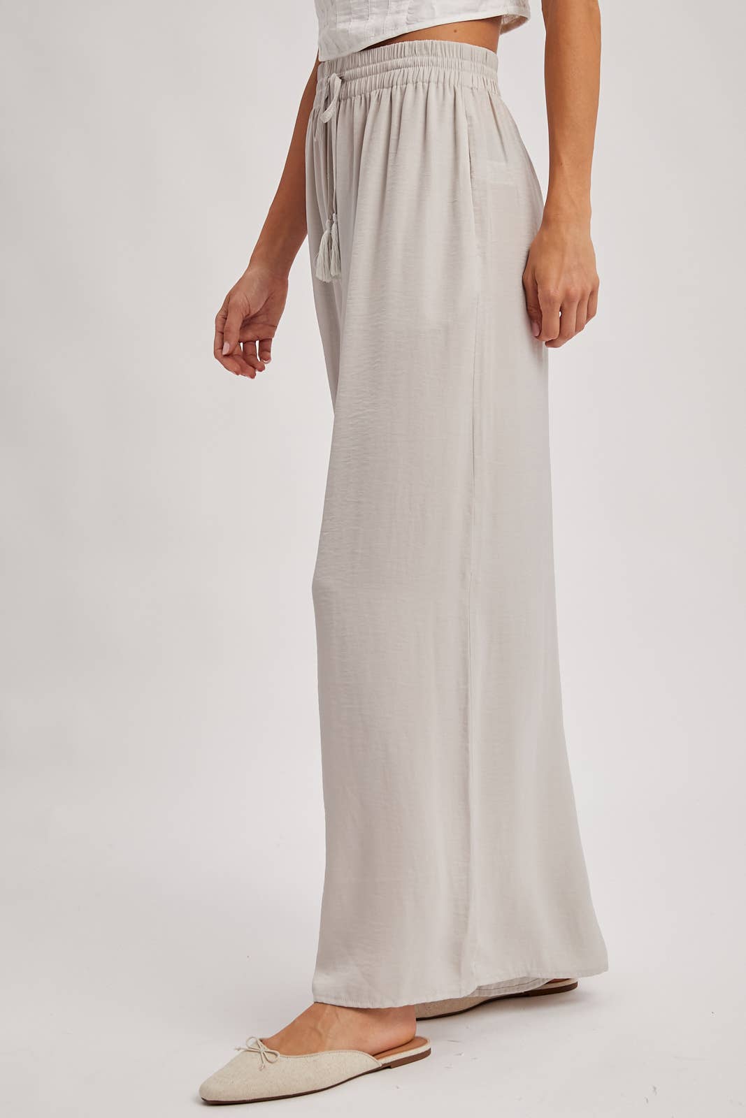 SILKY PALAZZO WIDE LEG PANTS