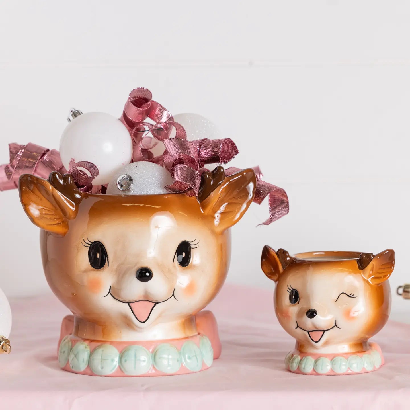 Dol Pink Vintage Reindeer Snack Bowls (set of 2) - Thumbnail 4