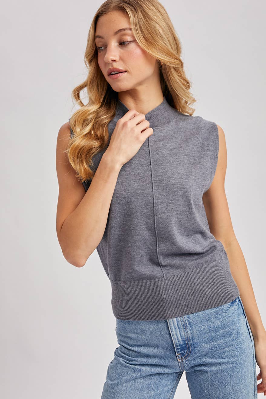 MOCK NECK KNIT SLEEVELESS TOP