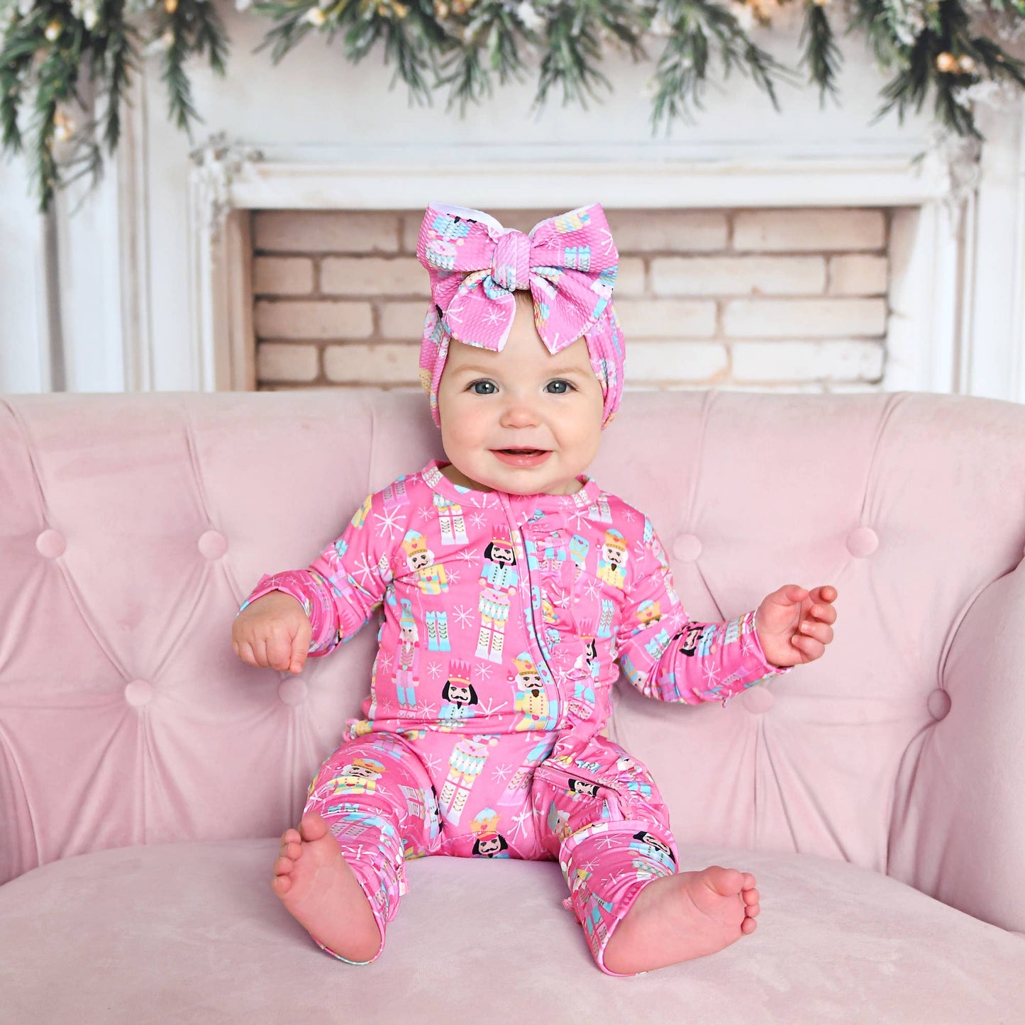 Nadia Nutcrackers RUFFLE ZIP Christmas Bamboo Baby One Piece