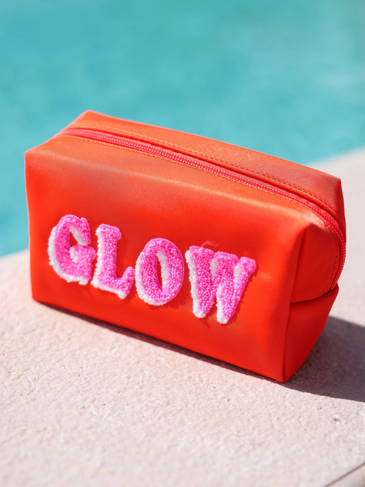 "GLOW" SMALL ZIP POUCH, TOMATO