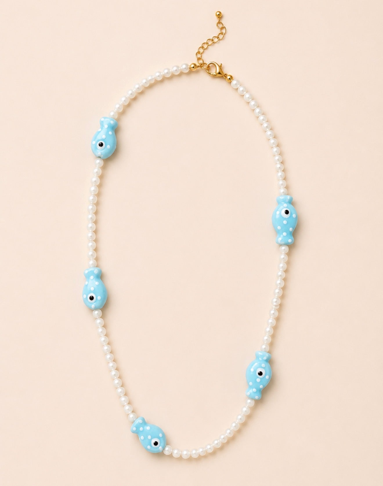 Hand Painted Ceramic Charms Beaded Necklace