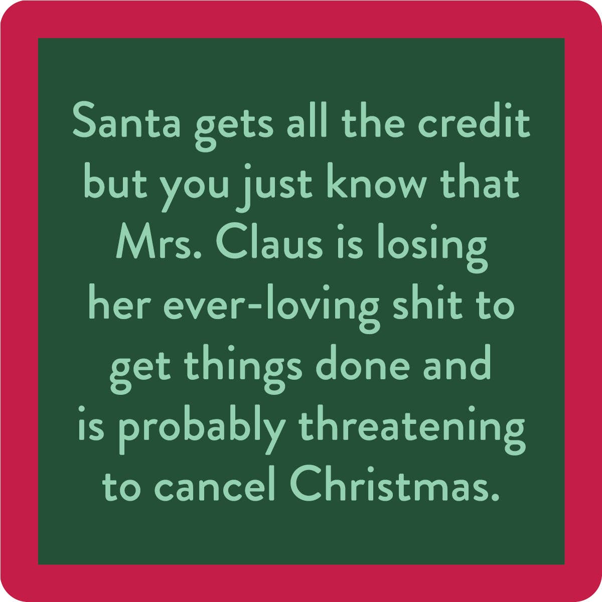 COASTER Xmas Mrs. Claus | Funny Party Gift | Home Bar Decor