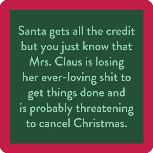 COASTER Xmas Mrs. Claus | Funny Party Gift | Home Bar Decor