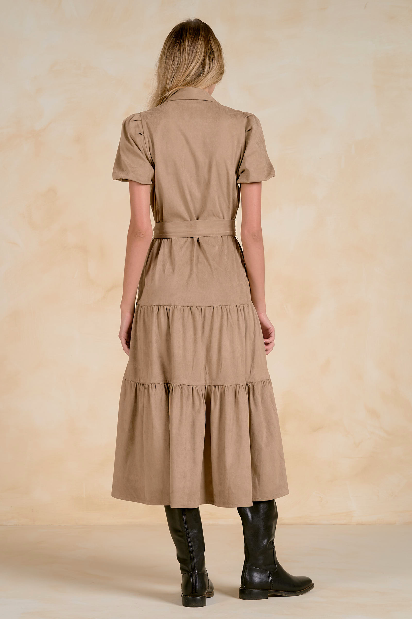 Sand Tiered Midi Dress