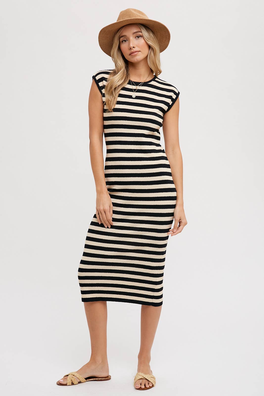 STRIPED CONTRAST TANK MIDI DRESS