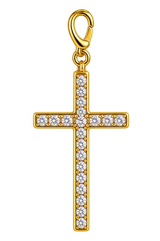 Sparkling Gold Cross Charm