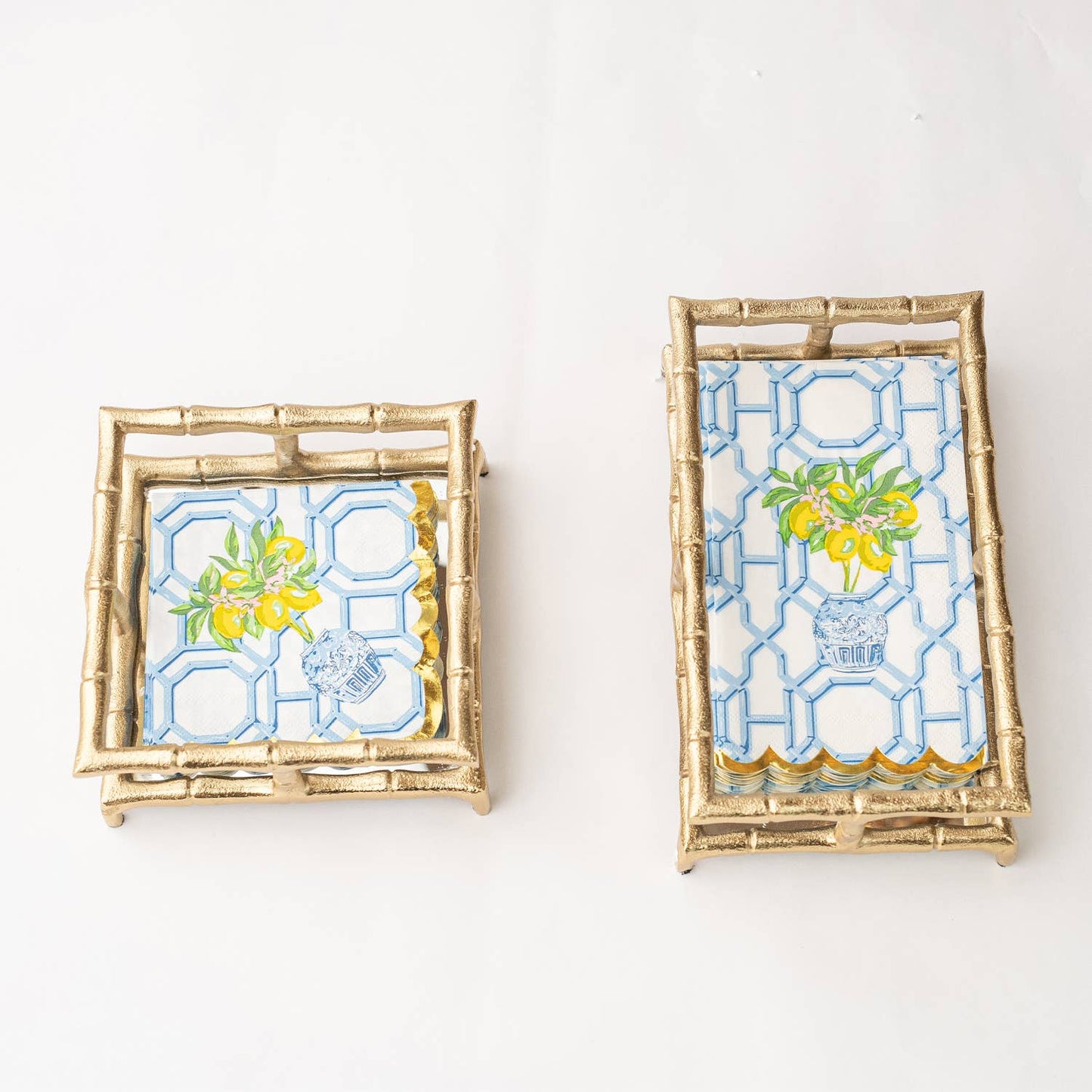 Gold Bamboo Guest Towel Tray with Mirror Base