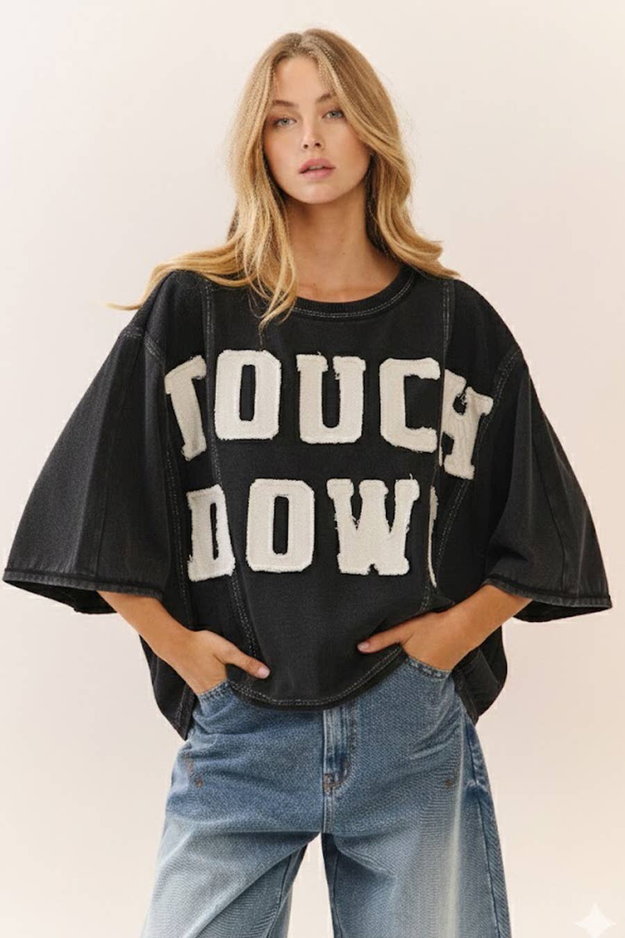 Acid Wash Oversized Short Sleeve Sweatshirt