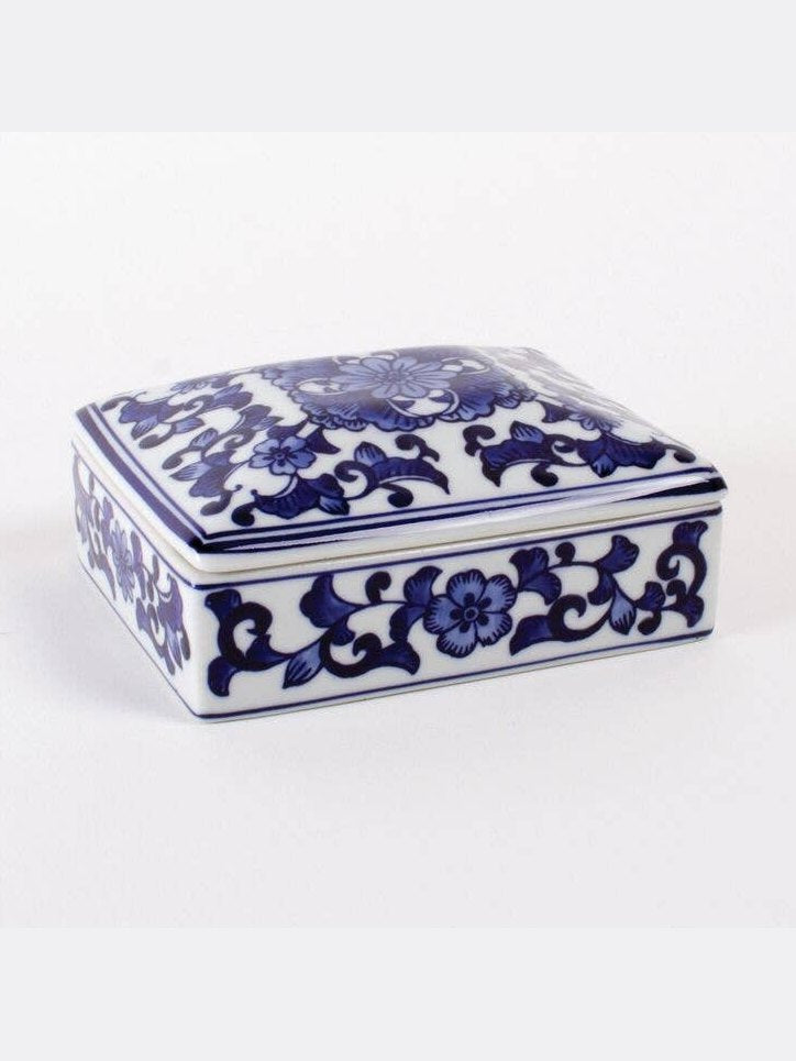 Porcelain Chinoiserie Trinket Box with Lid