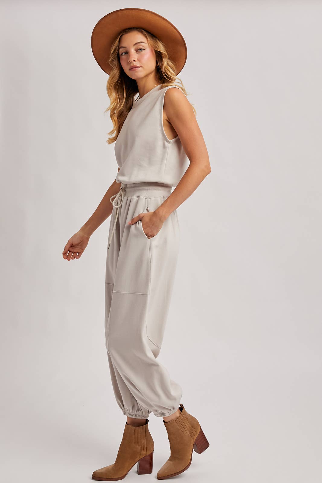 Sleeveless Ecru Jumpsuit