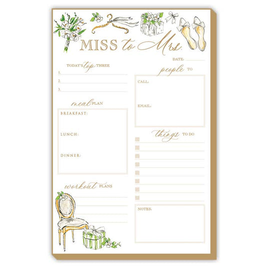 Handpainted Miss to Mrs. Bridal Luxe Large Notepad