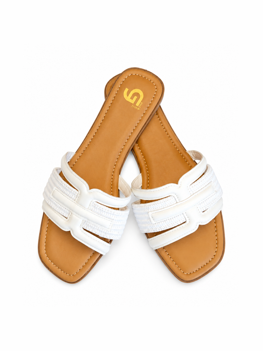 Rattan H Slide - White