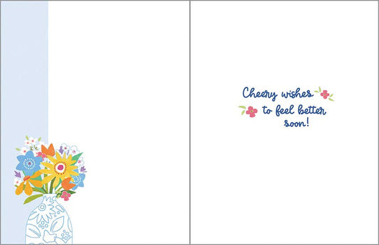 Get Well Greeting Card - Vase on Blue